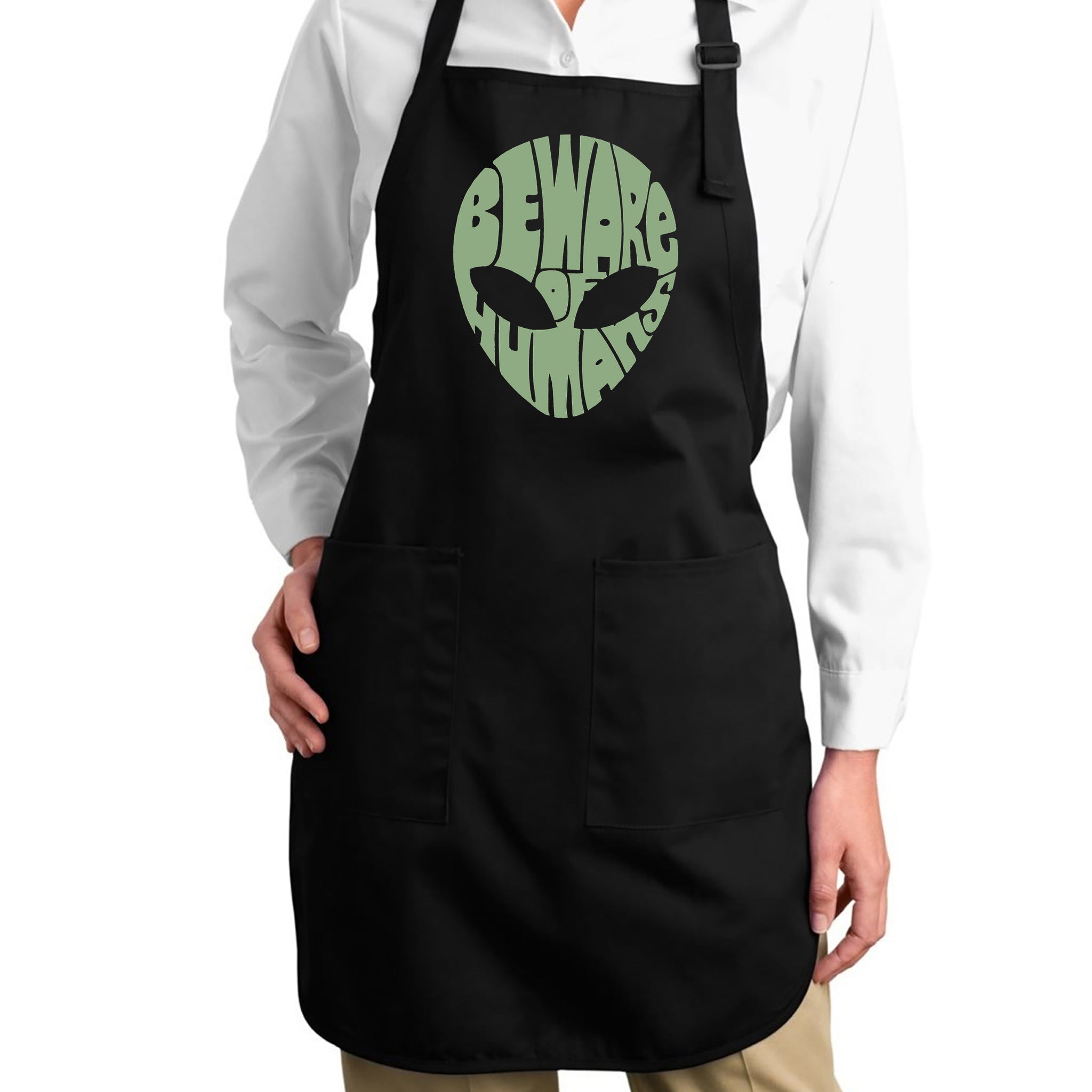 Load image into Gallery viewer, Beware of Humans - Full Length Word Art Apron