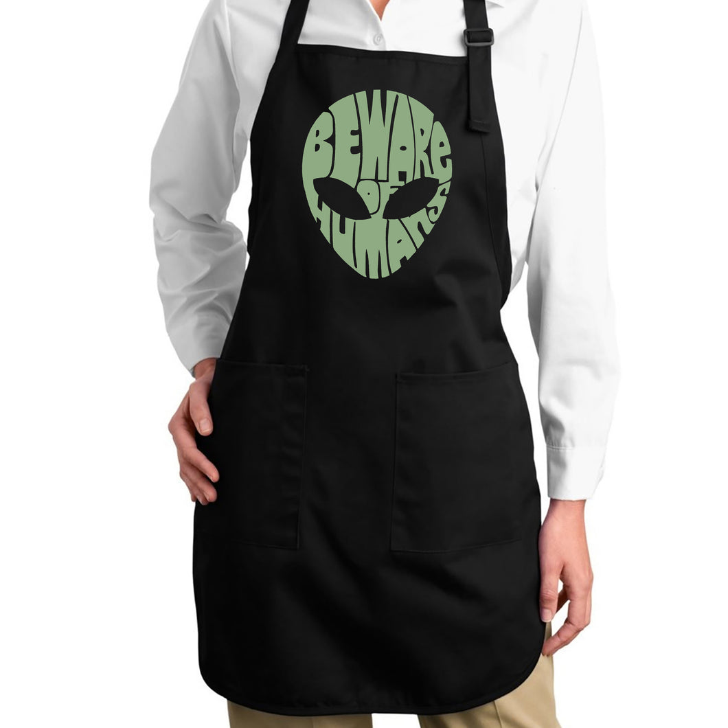 Beware of Humans - Full Length Word Art Apron