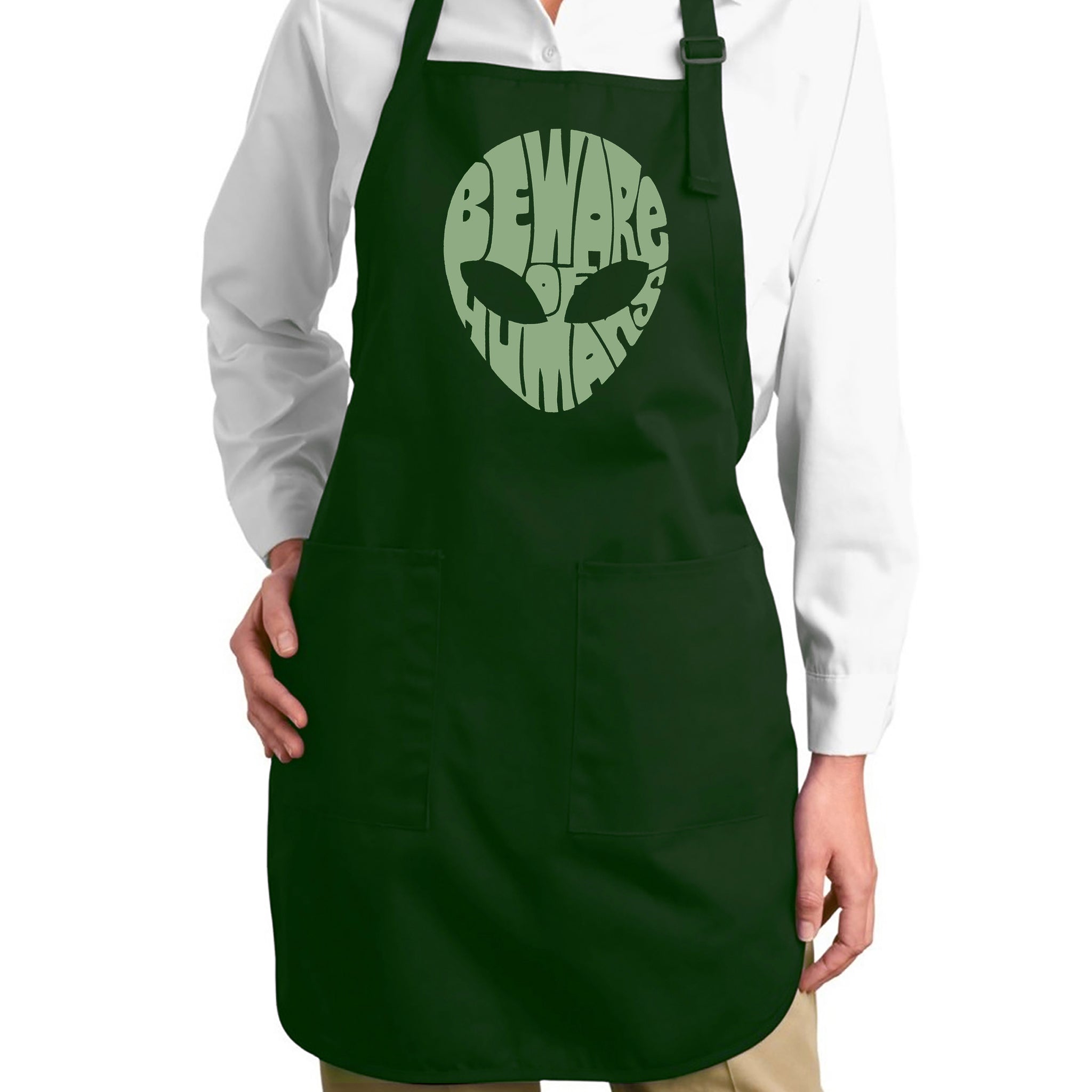 Load image into Gallery viewer, Beware of Humans - Full Length Word Art Apron