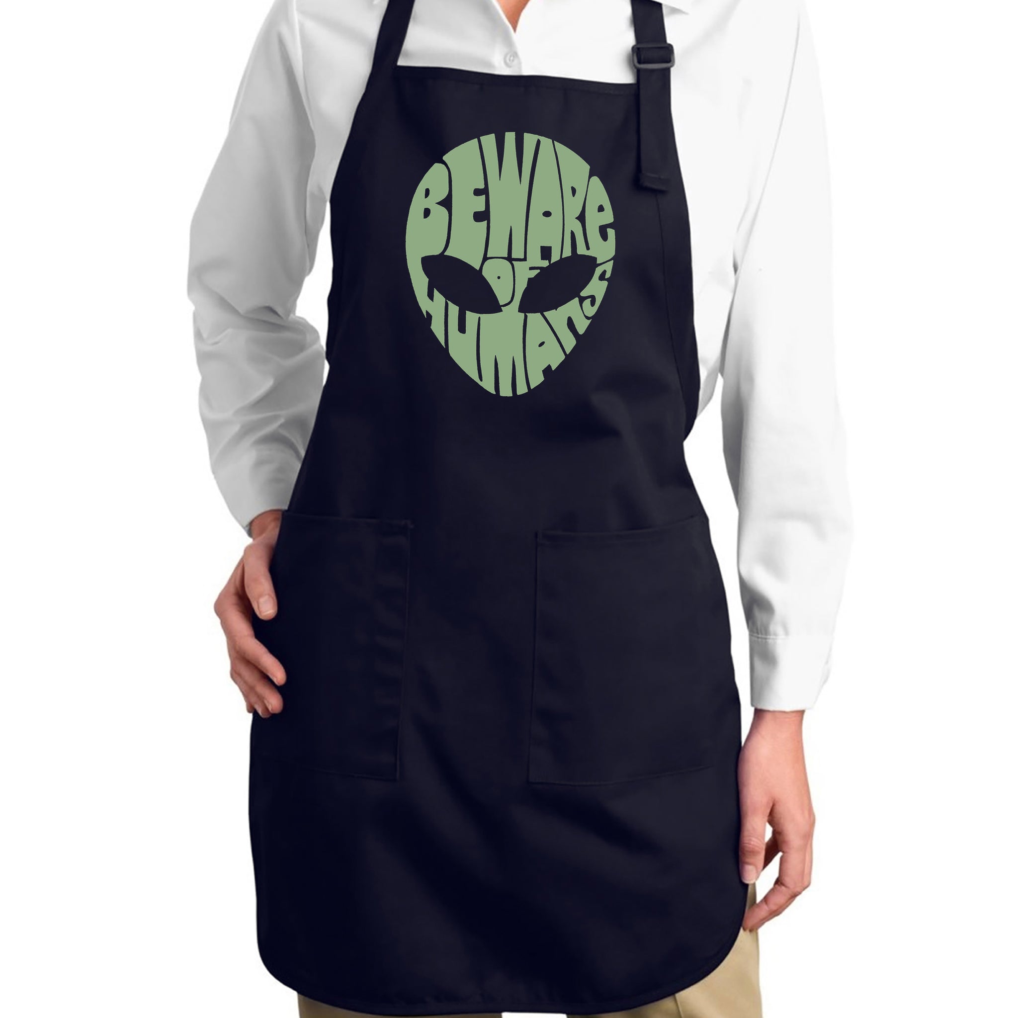 Load image into Gallery viewer, Beware of Humans - Full Length Word Art Apron