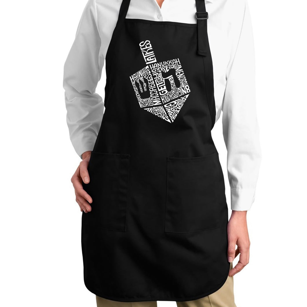 Hanukkah Dreidel - Full Length Word Art Apron