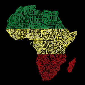 LA Pop Art Boy's Word Art Long Sleeve - Countries in Africa