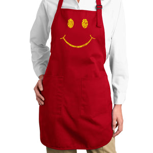 Be Happy Smiley Face  - Full Length Word Art Apron
