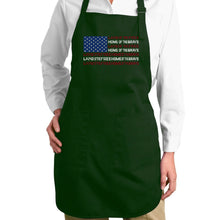 Load image into Gallery viewer, Land of the Free American Flag  - Full Length Word Art Apron
