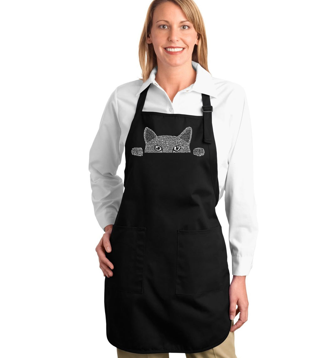 Peeking Cat - Full Length Word Art Apron