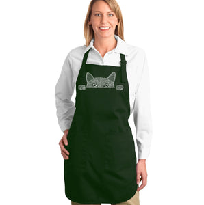 Peeking Cat - Full Length Word Art Apron