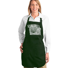 Load image into Gallery viewer, Pug Face - Full Length Word Art Apron