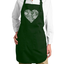 Load image into Gallery viewer, Heart Flowers  - Full Length Word Art Apron