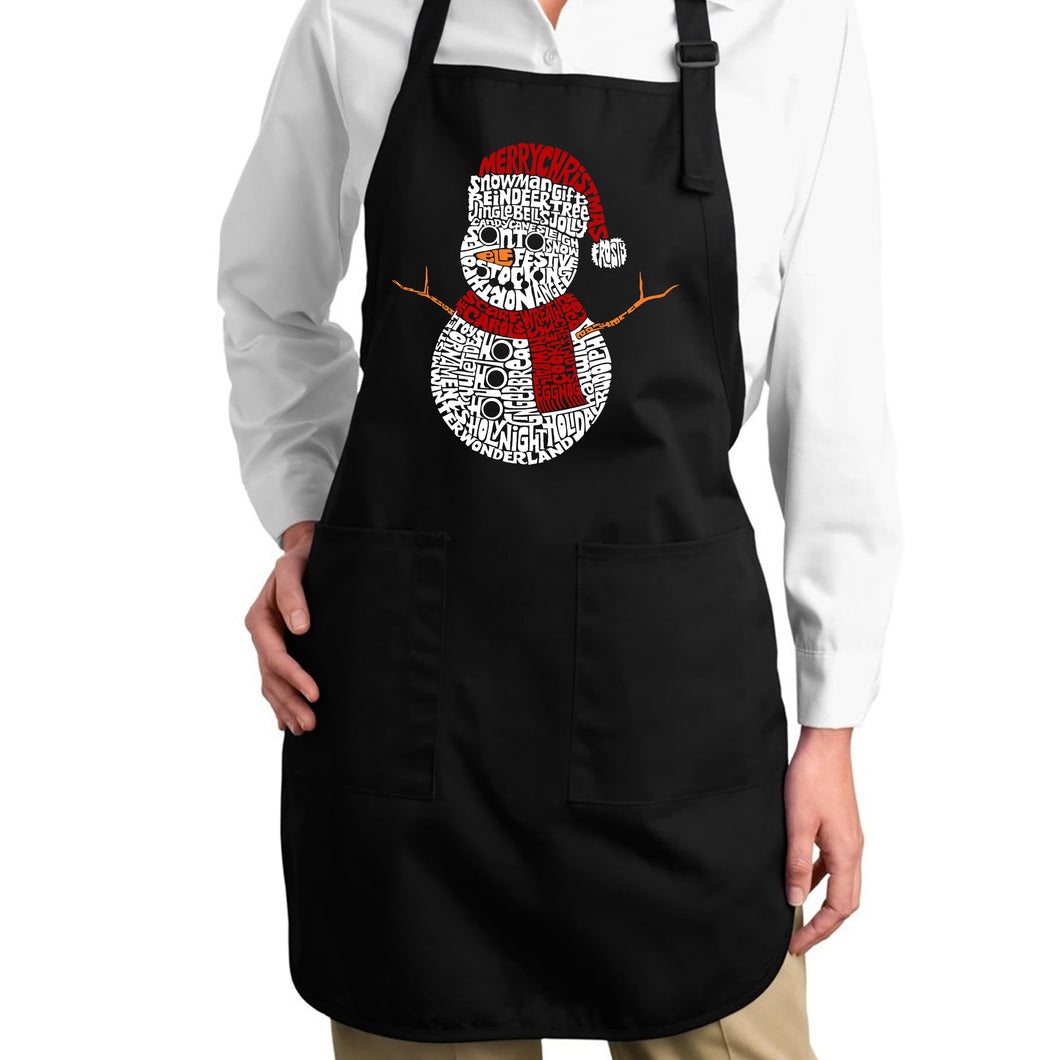 Christmas Snowman - Full Length Word Art Apron