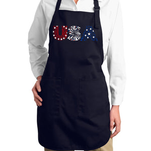 USA Fireworks - Full Length Word Art Apron