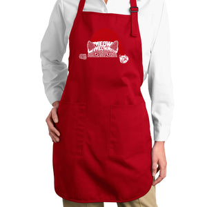 Christmas Peeking Cat - Full Length Word Art Apron