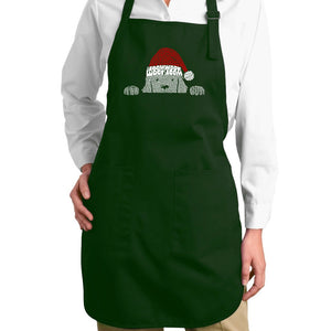 Christmas Peeking Dog - Full Length Word Art Apron