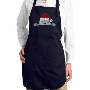 Christmas Peeking Dog - Full Length Word Art Apron