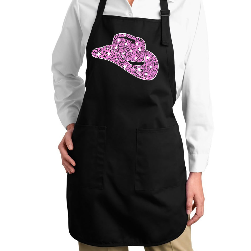 Cowgirl Hat - Full Length Word Art Apron