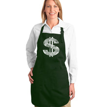 Load image into Gallery viewer, Dollar Sign - Full Length Word Art Apron