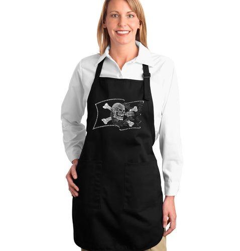 FAMOUS PIRATE CAPTAINS AND SHIPS - Full Length Word Art Apron