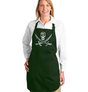 PIRATE CAPTAINS, SHIPS AND IMAGERY - Full Length Word Art Apron