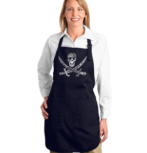 PIRATE CAPTAINS, SHIPS AND IMAGERY - Full Length Word Art Apron