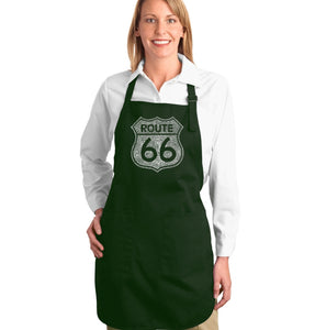 CITIES ALONG THE LEGENDARY ROUTE 66 - Full Length Word Art Apron