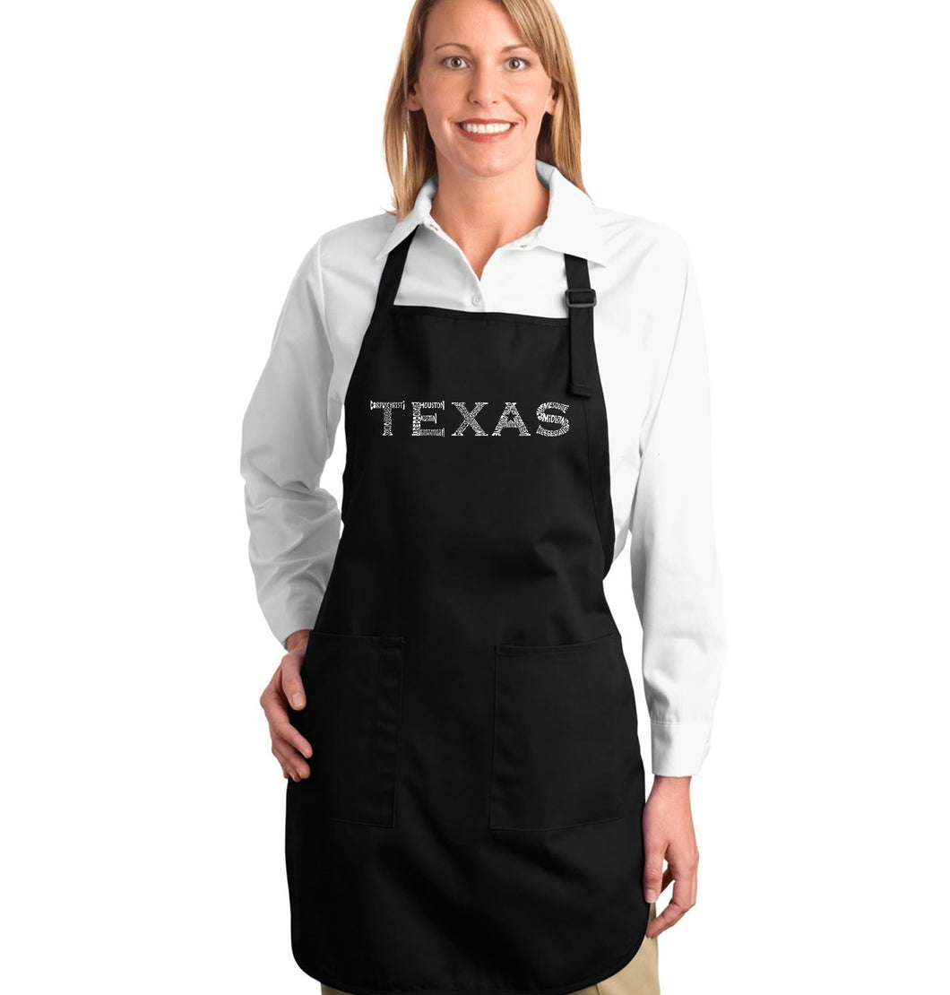 THE GREAT CITIES OF TEXAS - Full Length Word Art Apron