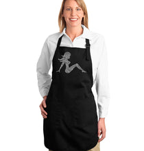 Load image into Gallery viewer, MUDFLAP GIRL - Full Length Word Art Apron