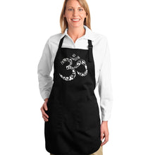Load image into Gallery viewer, THE OM SYMBOL OUT OF YOGA POSES - Full Length Word Art Apron