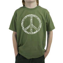 Load image into Gallery viewer, THE WORD PEACE IN 77 LANGUAGES - Boy&#39;s Word Art T-Shirt