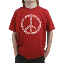 Load image into Gallery viewer, THE WORD PEACE IN 77 LANGUAGES - Boy&#39;s Word Art T-Shirt