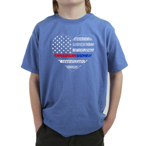 American Woman  - Boy's Word Art T-Shirt
