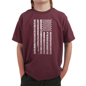 National Anthem Flag - Boy's Word Art T-Shirt