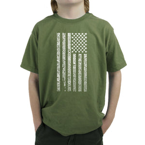 National Anthem Flag - Boy's Word Art T-Shirt