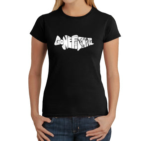 Bass Gone Fishing - Women's Word Art T-Shirt