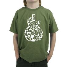 Load image into Gallery viewer, Music Notes Guitar - Boy&#39;s Word Art T-Shirt