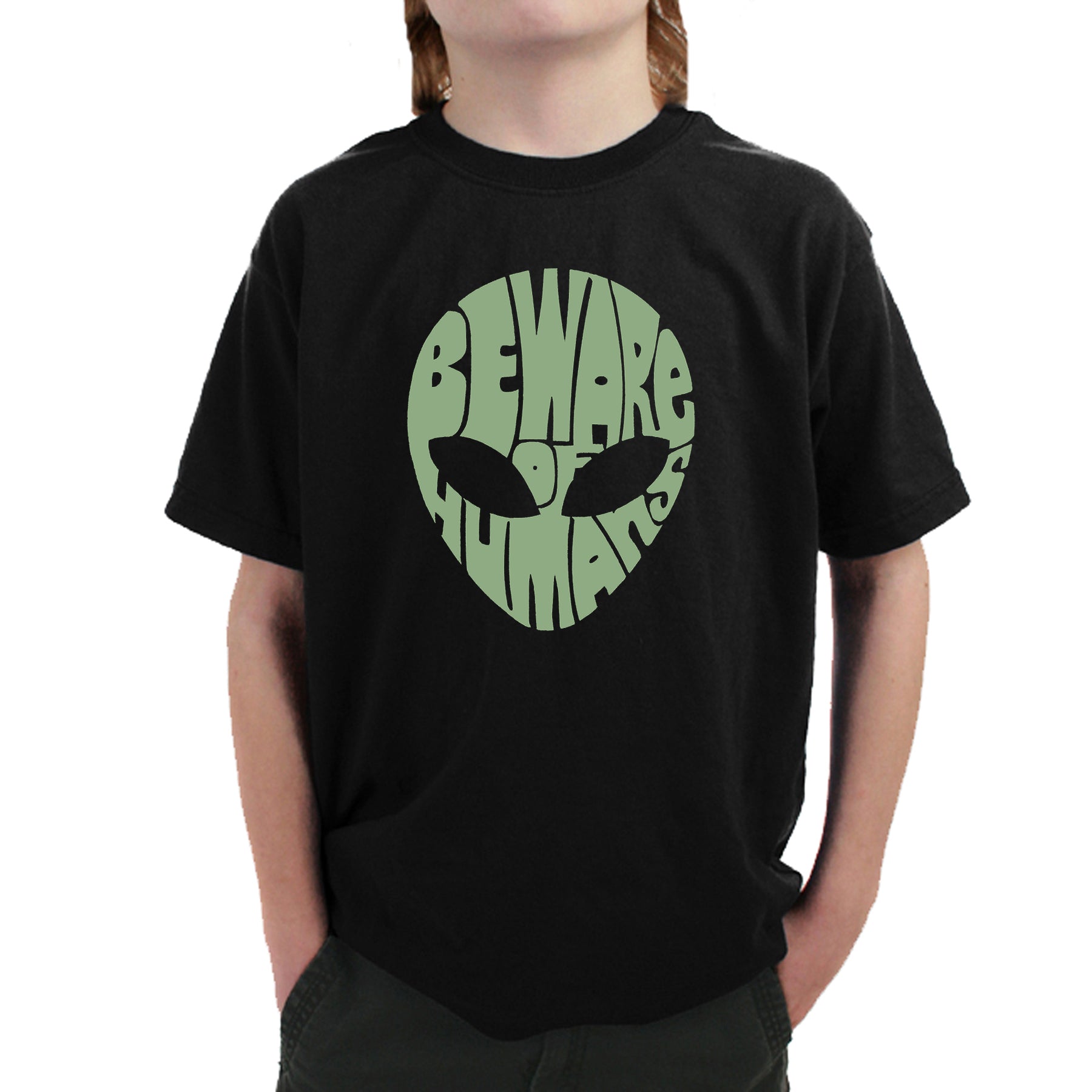 Load image into Gallery viewer, Beware of Humans - Boy's Word Art T-Shirt