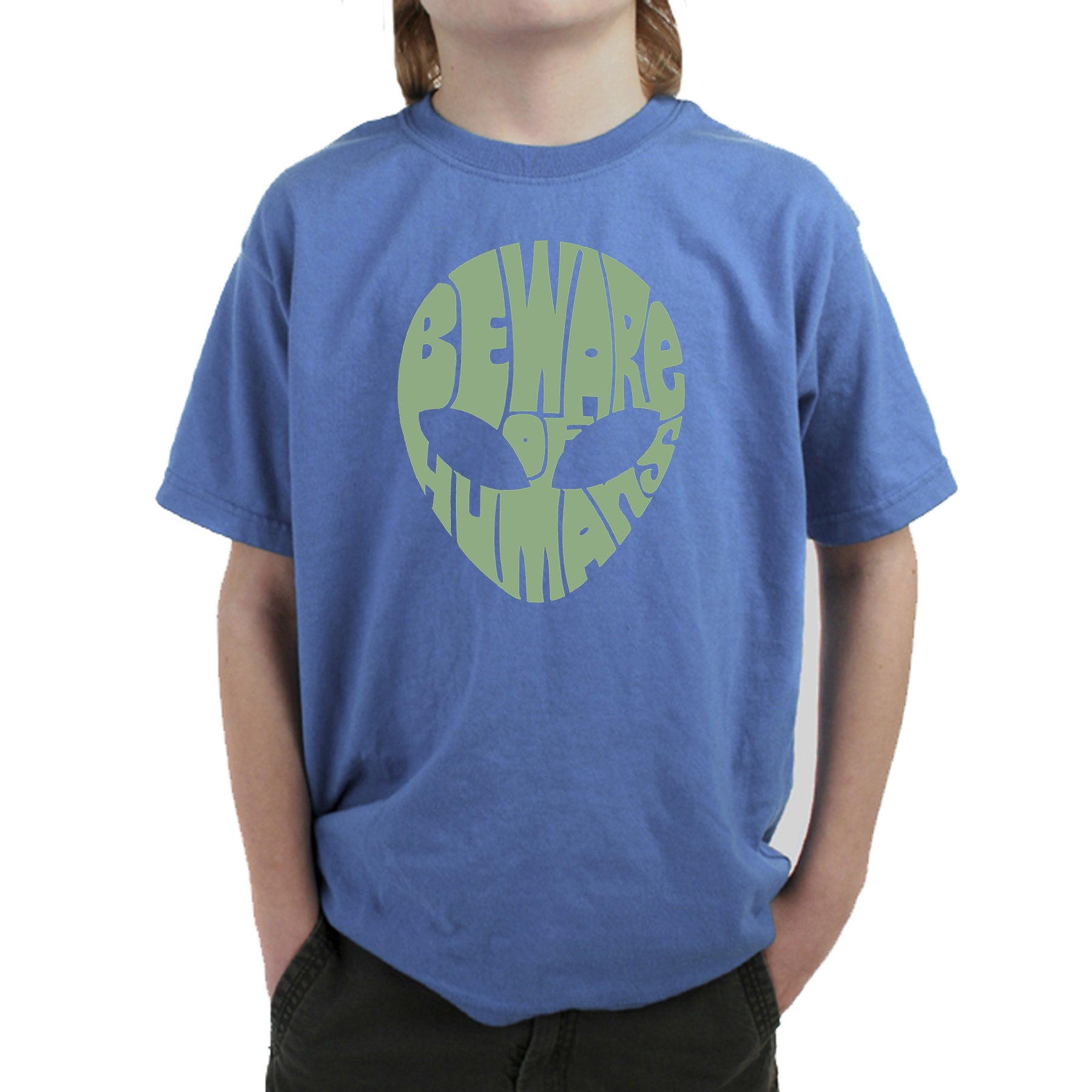 Load image into Gallery viewer, Beware of Humans - Boy's Word Art T-Shirt