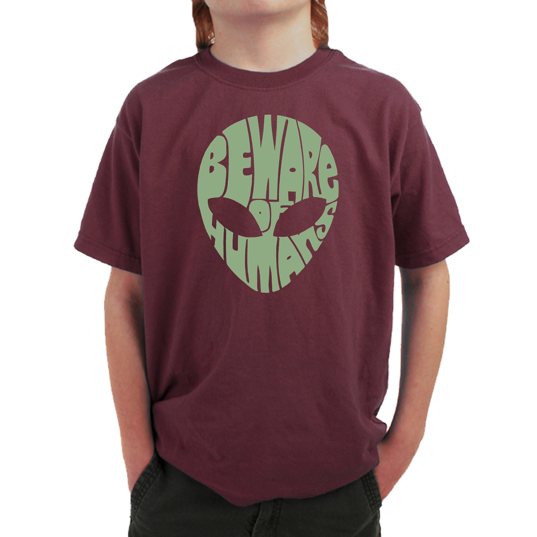 Load image into Gallery viewer, Beware of Humans - Boy's Word Art T-Shirt