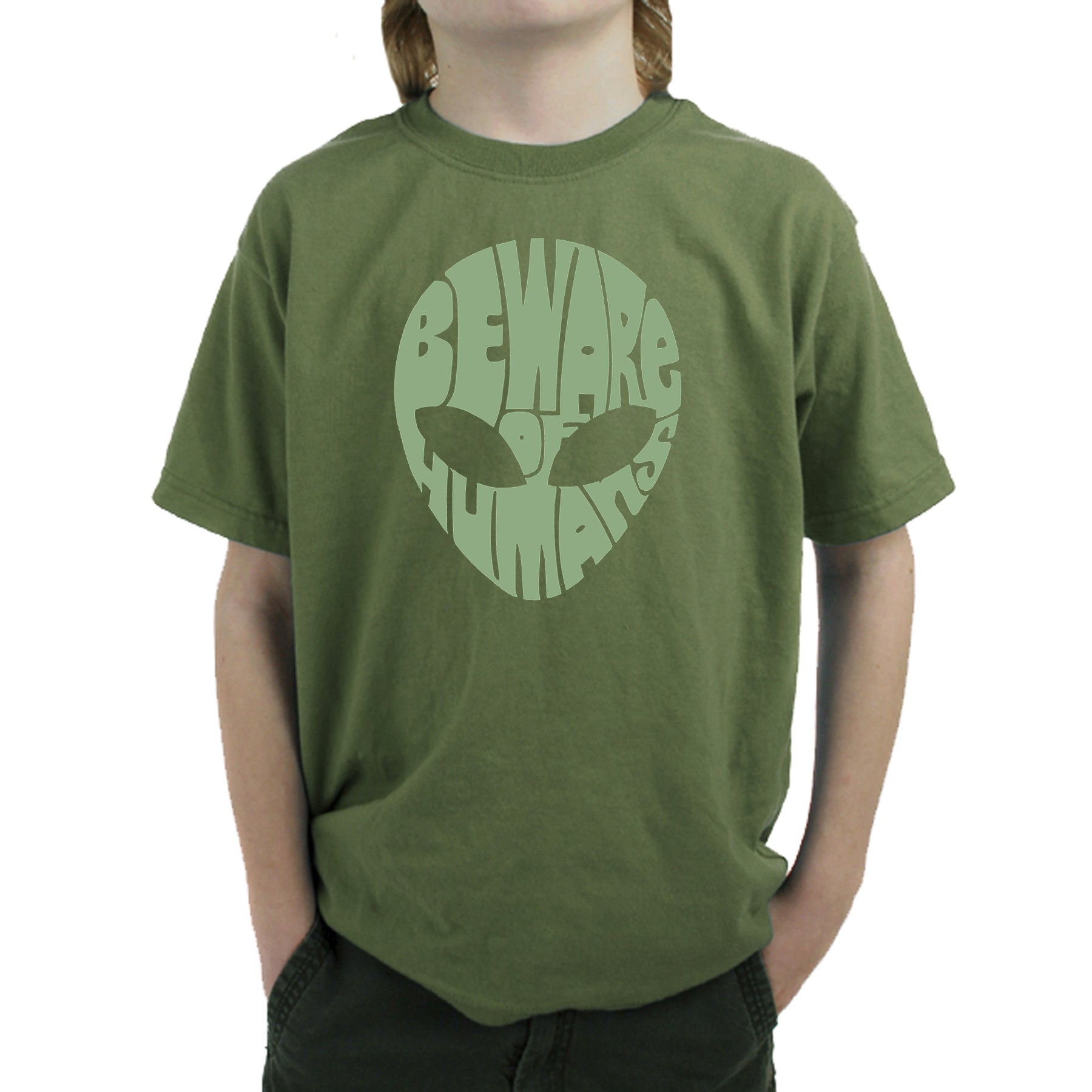 Load image into Gallery viewer, Beware of Humans - Boy's Word Art T-Shirt
