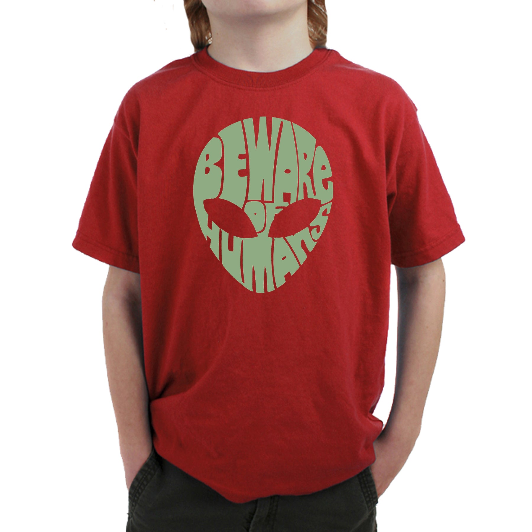 Load image into Gallery viewer, Beware of Humans - Boy's Word Art T-Shirt