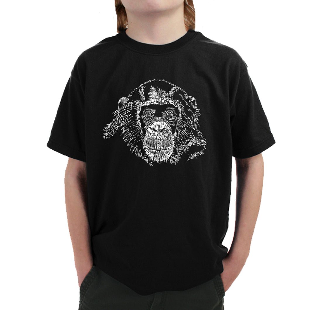 Chimpanzee - Boy's Word Art T-Shirt
