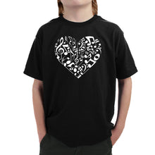 Load image into Gallery viewer, Heart Notes  - Boy&#39;s Word Art T-Shirt