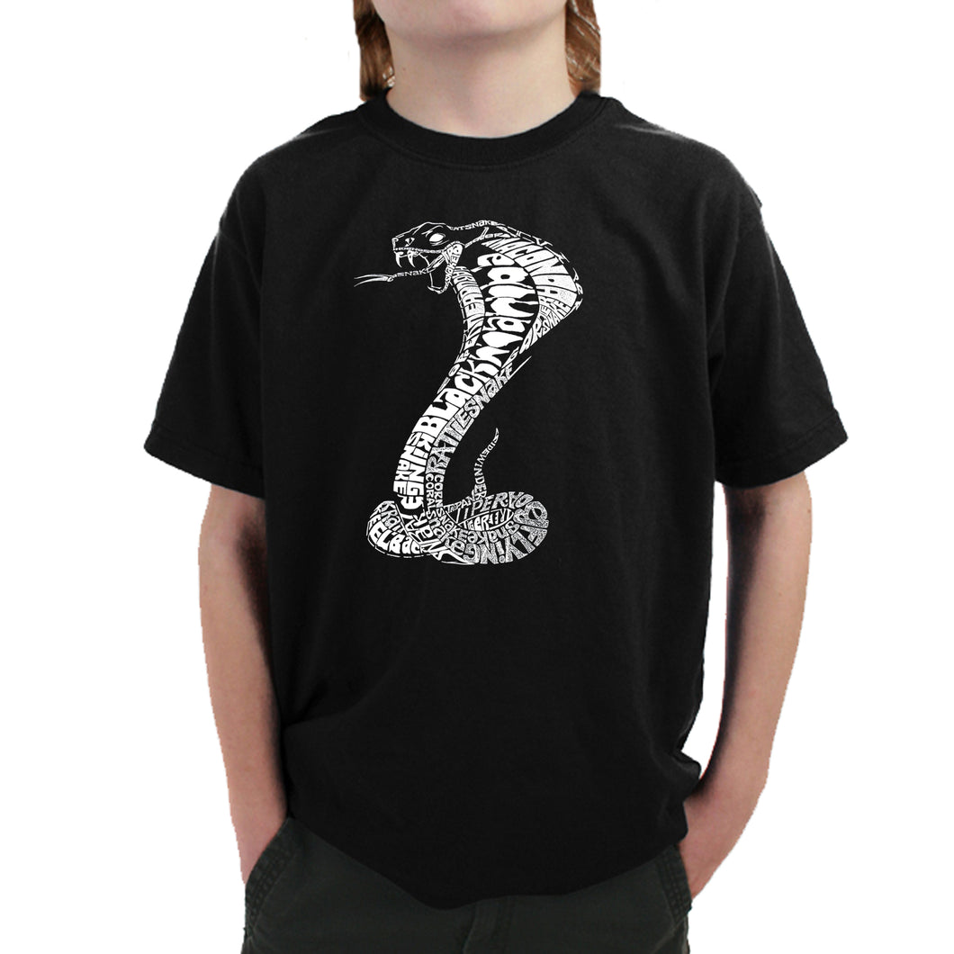 Types of Snakes - Boy's Word Art T-Shirt