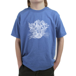 Cat Face -  Boy's Word Art T-Shirt