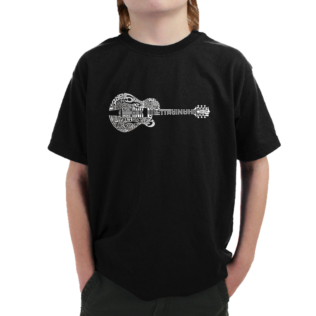 Country Guitar - Boy's Word Art T-Shirt