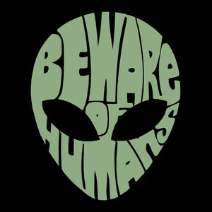 Beware of Humans  - Women's Word Art V-Neck T-Shirt