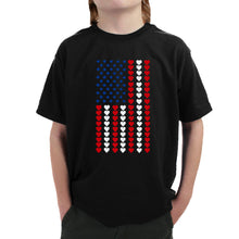 Load image into Gallery viewer, Heart Flag - Boy&#39;s Word Art T-Shirt