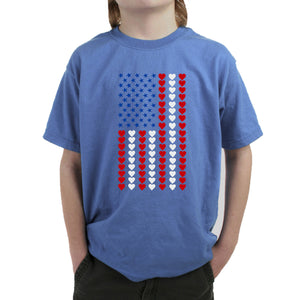 Heart Flag - Boy's Word Art T-Shirt