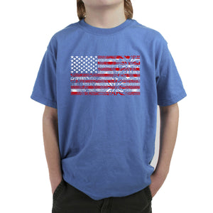 Boy's Word Art T-shirt - Fireworks American Flag