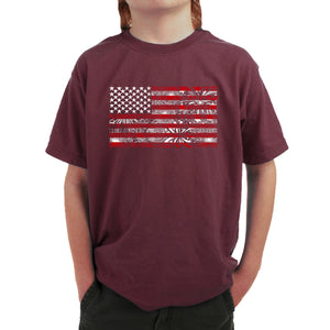 Boy's Word Art T-shirt - Fireworks American Flag