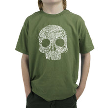 Load image into Gallery viewer, Flower Skull  - Boy&#39;s Word Art T-Shirt