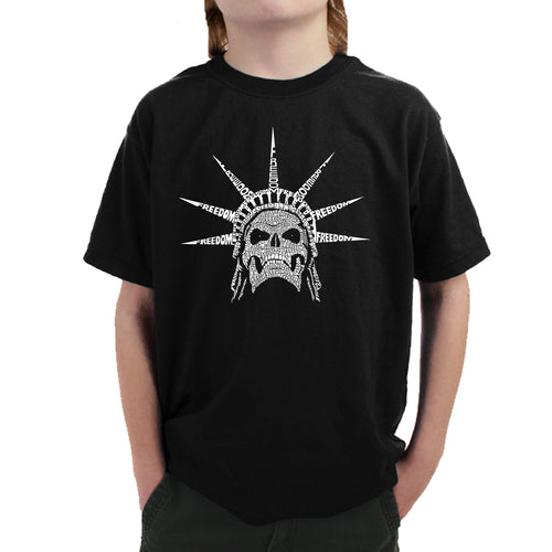 Freedom Skull  - Boy's Word Art T-Shirt